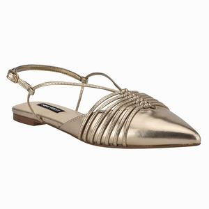 Nine West Aida Slingback Pointy Toe Flats - Gold - Ireland (RL7901536)